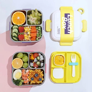 Divided 304 stainless steel lunch box for kids and adults with airtight lids and fork
