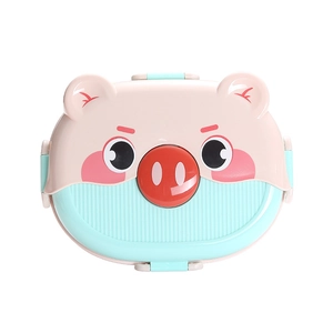 Cartoon Schwein Kinder Brotdose mit Fächern und sicheren Schnallen in Pink und Blau