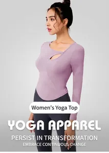 Detail of lavender yoga long sleeve top with stylish cutout design and slim fit