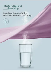 Close-up of purple breathable fabric showing steam penetration for moisture wicking