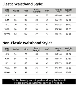 Detailed size chart for high-waisted yoga shorts including waist and hip measurements
