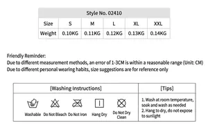 Detailed size chart and washing instructions for high-waisted yoga shorts from S to XXL