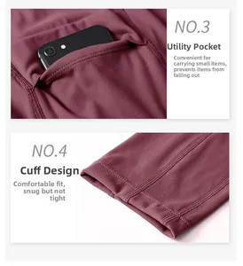 Primer plano de pantalones de yoga burdeos con bolsillos cargo y puños en los tobillos