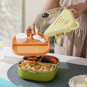 Boîte à bento poisson en acier inoxydable 304 avec trois couches et compartiments