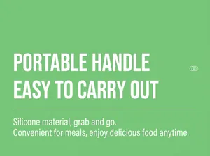 Detail view of the portable silicone carrying handle on a stainless steel lunch box
