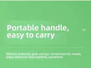 Detail view of the portable silicone carrying handle on a stainless steel lunch box