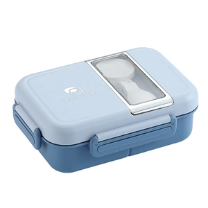 304 stainless steel bento lunch box with partitioned design and cutlery storage compartment