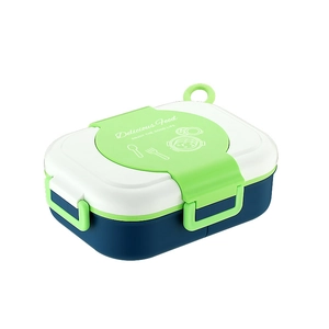 Three-color 304 stainless steel lunch box with handle and secure locking buckles