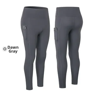Leggings de yoga Dawn Grey con prácticos bolsillos laterales y cintura alta moldeadora
