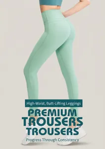 Detailed view of high waisted fitness leggings in light green with body sculpting fit