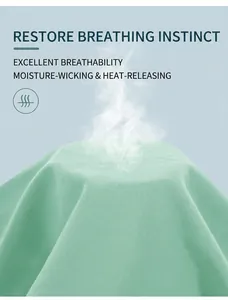 Macro detail showing steam passing through mint green breathable fabric of yoga pants