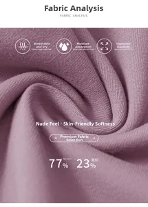 Gros plan du tissu de yoga violet en 77% nylon et 23% élasthanne à haute élasticité