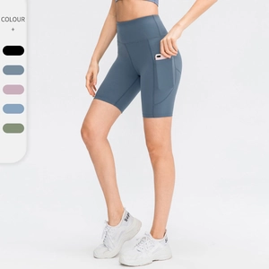 Pantaloncini da Yoga a Vita Alta da Donna Sollevamento Glutei Pantaloncini da Ciclista Sportivi con Tasche Laterali Traspiranti