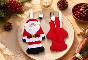 Portaposate Babbo Natale con dettagli di cintura e barba per decorazione tavola Natale