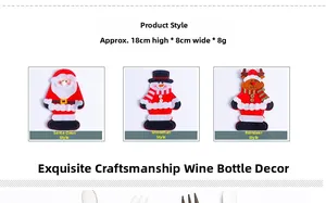Dettaglio dei portaposate di Babbo Natale e pupazzo di neve, dimensioni 18cm x 8cm