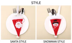 Christmas cutlery holders featuring Santa and Snowman designs for festive table decor