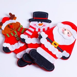 Set di portaposate natalizi in feltro con Babbo Natale, pupazzo di neve e motivi di renne