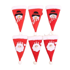 6-pack Christmas mini hats cutlery holders featuring Santa Claus and snowman motifs