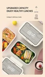 Detail of multi-compartment bento box lid with YUMMY BENTO logo and grey finish