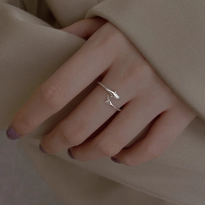 Minimalist Dolphin Open Adjustable Ring S925 Sterling Silver Creative Animal Jewelry For Women