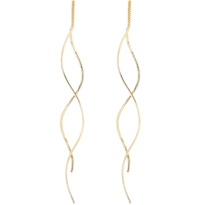 Elegant gold S925 silver wave threader earrings with a minimalist spiral tassel design