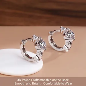 S925 sterling silver hoop earrings with five sparkling stones in a modern design