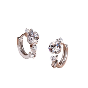 Elegant S925 silver huggie earrings with brilliant round moissanite and pave accents