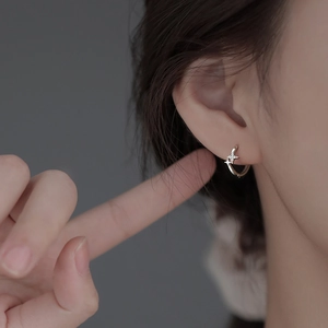 Elegant S925 silver star hoop earrings featuring sparkling compass star charms with zircons