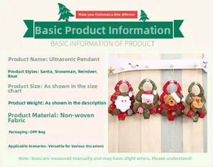 Detail of felt Christmas tree ornaments featuring Santa, snowman, elk, and bear figures