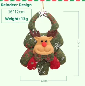 Detail view of 16x12cm felt Christmas tree ornament with a 3D brown reindeer design