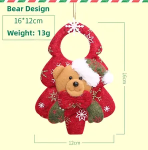 Detail view of 16x12cm 3D plush bear Christmas tree ornament with snowflake patterns