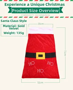 Tabella taglie per sacco regalo Babbo Natale in velluto rosso, altezza di 71 cm