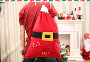 Grande sacco regalo di Natale in velluto rosso con coulisse e scritta HO HO HO bianca