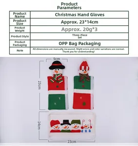 Detailed size specifications for Christmas snowman microwave handle covers set of three