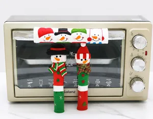 Lot de 3 protections de poignées de micro-ondes de Noël avec motif de bonhomme de neige