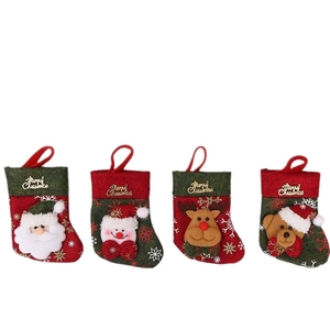 Set of 4 Christmas stockings with 3D Santa and Reindeer for holiday table decor