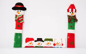 Lot de 3 couvre-poignées de Noël motif bonhomme de neige pour micro-ondes et frigo