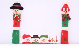 Three-piece Christmas theme snowman handle covers set for microwave and fridge
