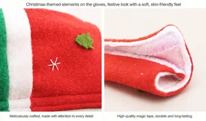 Détail de la poignée de micro-ondes de Noël avec broderie flocon et fermeture velcro