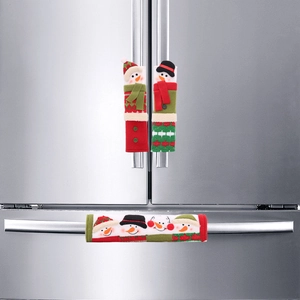 Christmas Snowman Refrigerator Handle Covers Set 3 Piece Fabric Kitchen Appliance Door Protector For Fridge Microwave