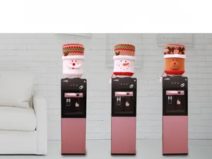 Christmas water dispenser cover set featuring Santa Claus, snowman and reindeer designs