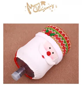 Close-up of Santa water dispenser cover with elastic band design for Christmas decor