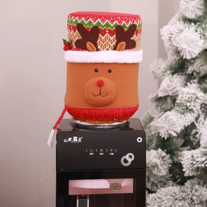 Christmas water dispenser cover with 3D reindeer design and festive knit patterns