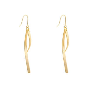 Elegant gold S925 silver long tassel earrings with minimalist twisted ribbon design