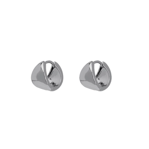Polished S925 sterling silver minimalist wide-hoop earrings with mirror finish