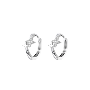 S925 sterling silver starburst hoop earrings with micro-inlaid zircon crystals for women