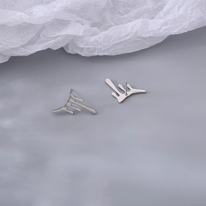 Minimalist S925 sterling silver lava stud earrings with irregular liquid metal drop design