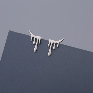 Minimalist S925 sterling silver liquid lava stud earrings with melting water drop design