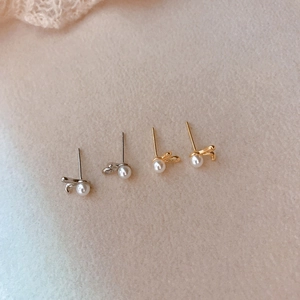Cute rabbit pearl stud earrings in gold and silver finish for women, elegant jewelry