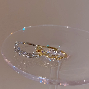 S925 silver interwoven vine rings with sparkling zircon pavé in gold and silver finishes